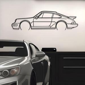 1994 Porsche 911 (964) Carrera Detailed Silhouette Metal Wall Art