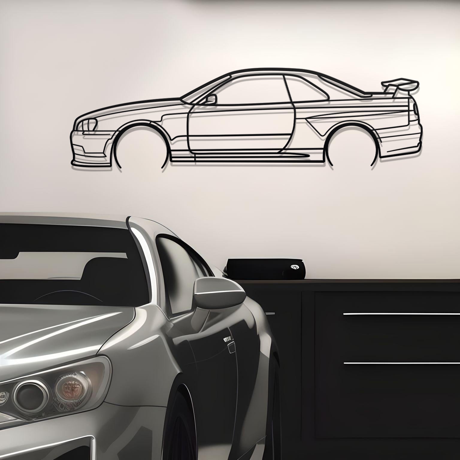 1999 Nissan Skyline R34 Metal Wall Art