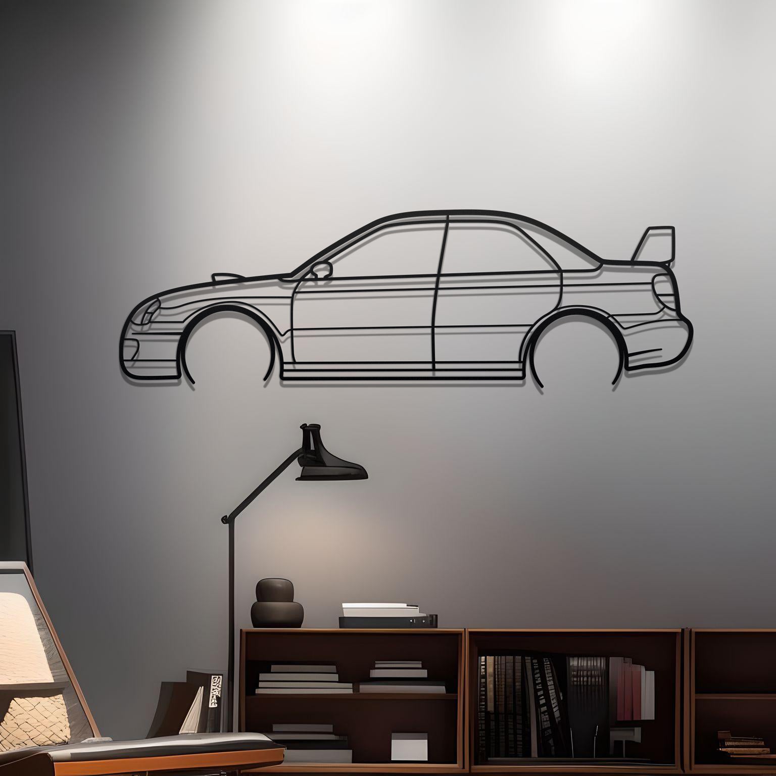 2004 Subaru Impreza WRX STI Detailed Metal Silhouette