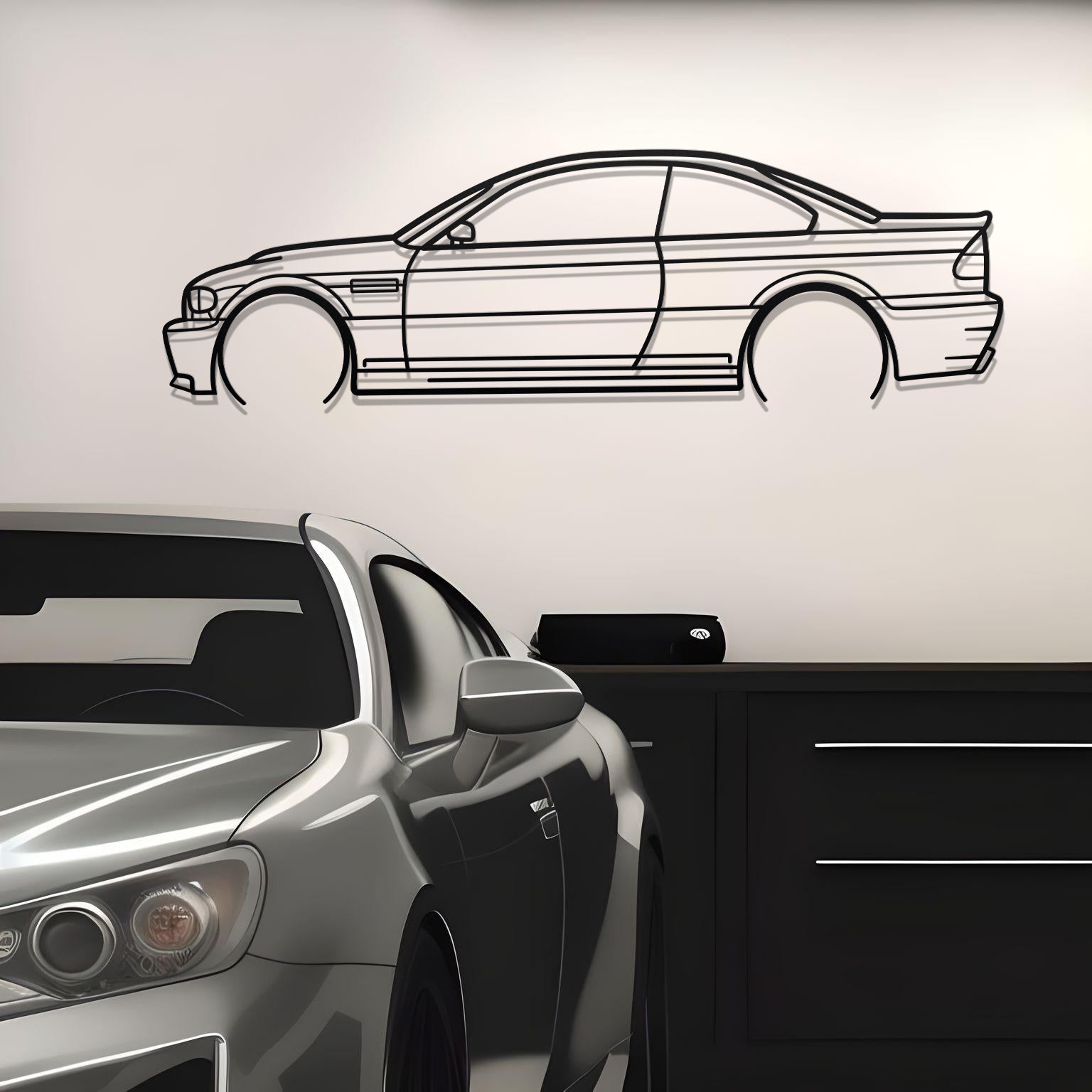 2006 BMW E46 M3 Detailed Metal Car Silhouette