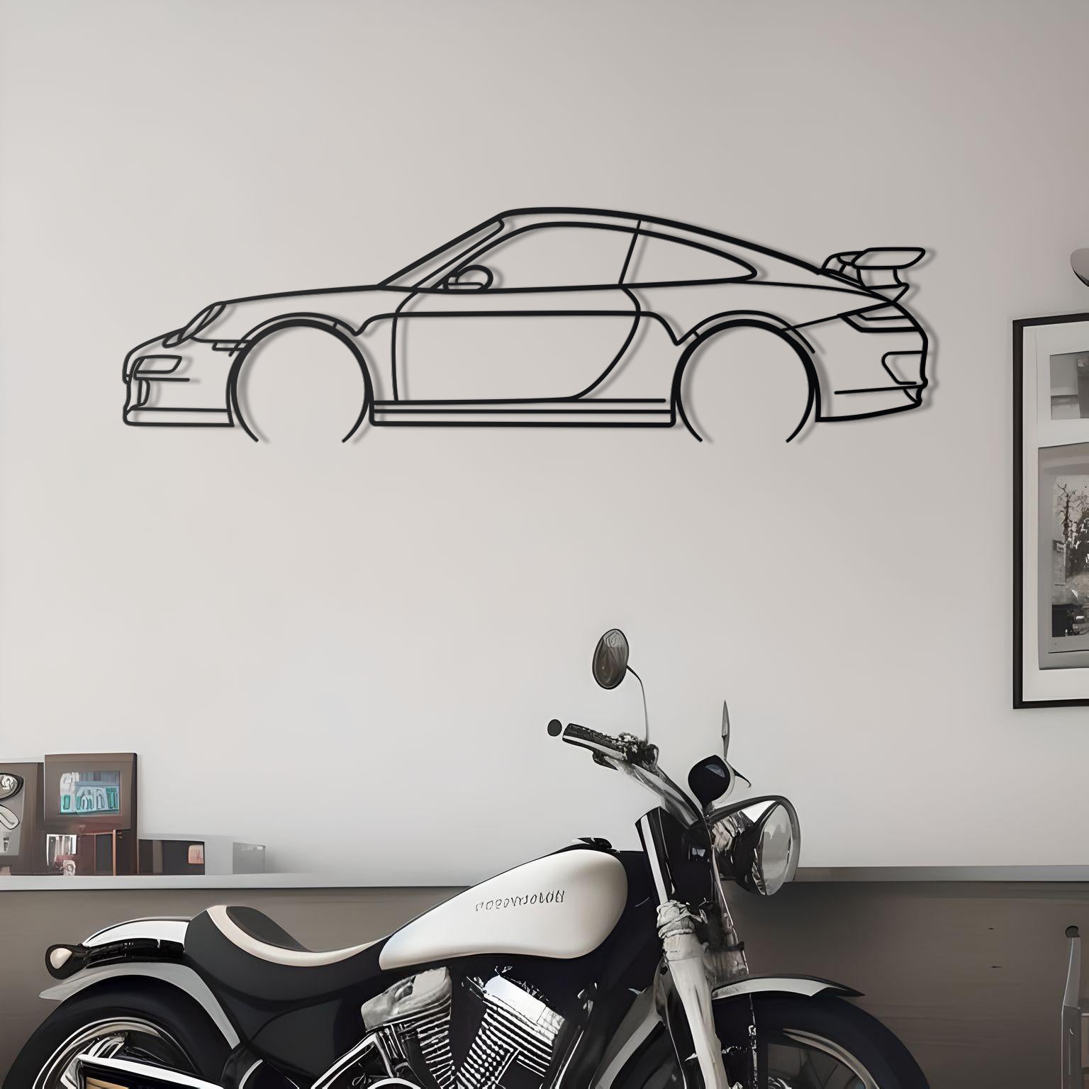 2006 Porsche 911 (997) GT3 RS Detailed Metal Car Silhouette