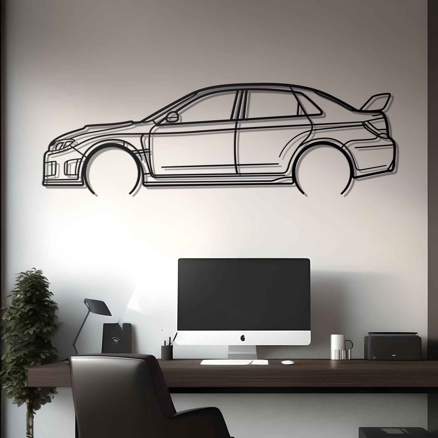 2011 Subaru WRX STI Metal Car Silhouette