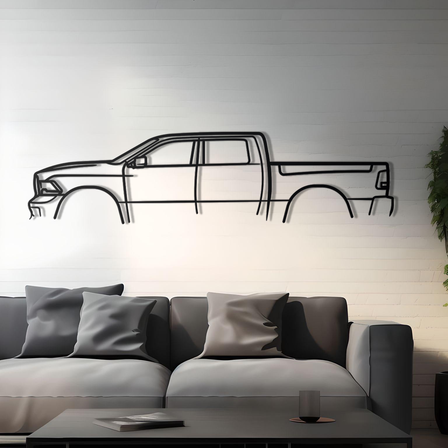 2017 Ram 1500 Dodge Detailed Metal Car Silhouette