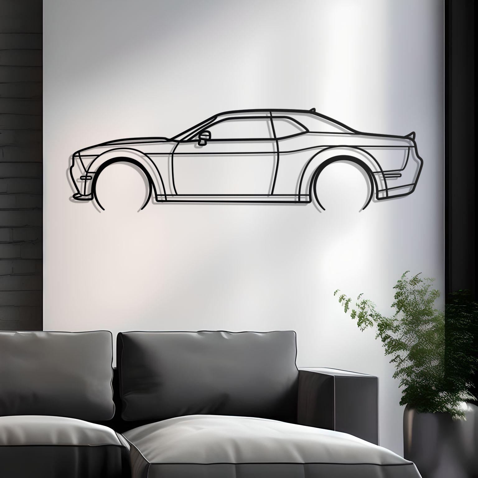 2021 Dodge Challenger Scat Pack Detailed Metal Car Silhouette