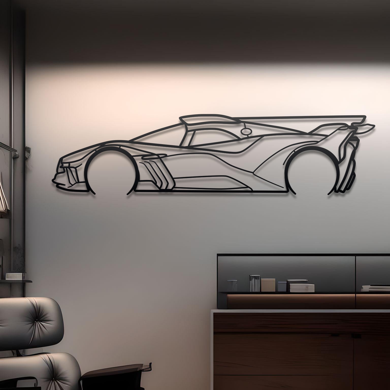 2024 Bugatti Bolide Detailed Metal Silhouette