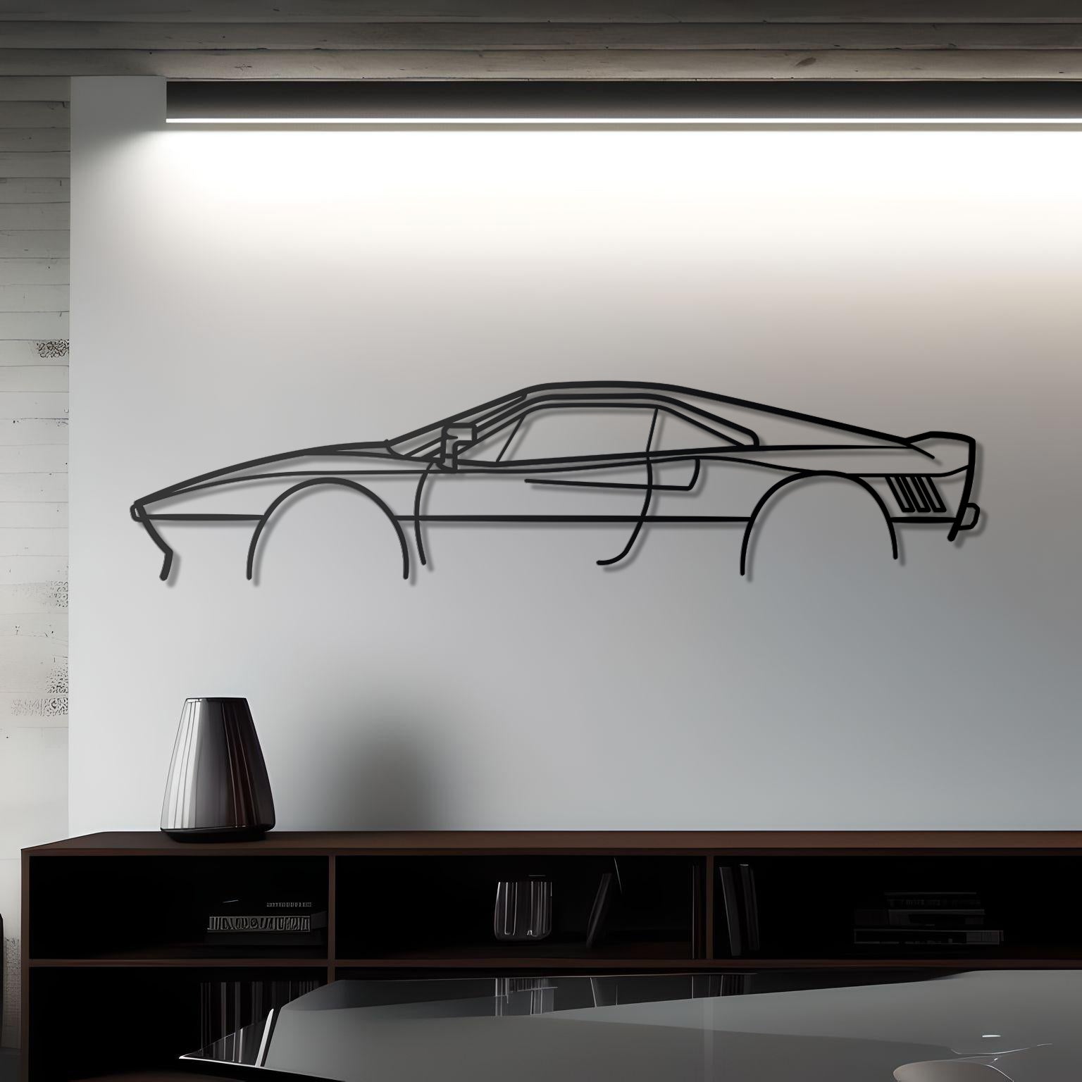 Ferrari 288 GTO Detailed Metal Car Silhouette