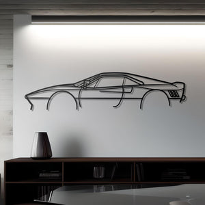 Ferrari 288 GTO Detailed Metal Car Silhouette