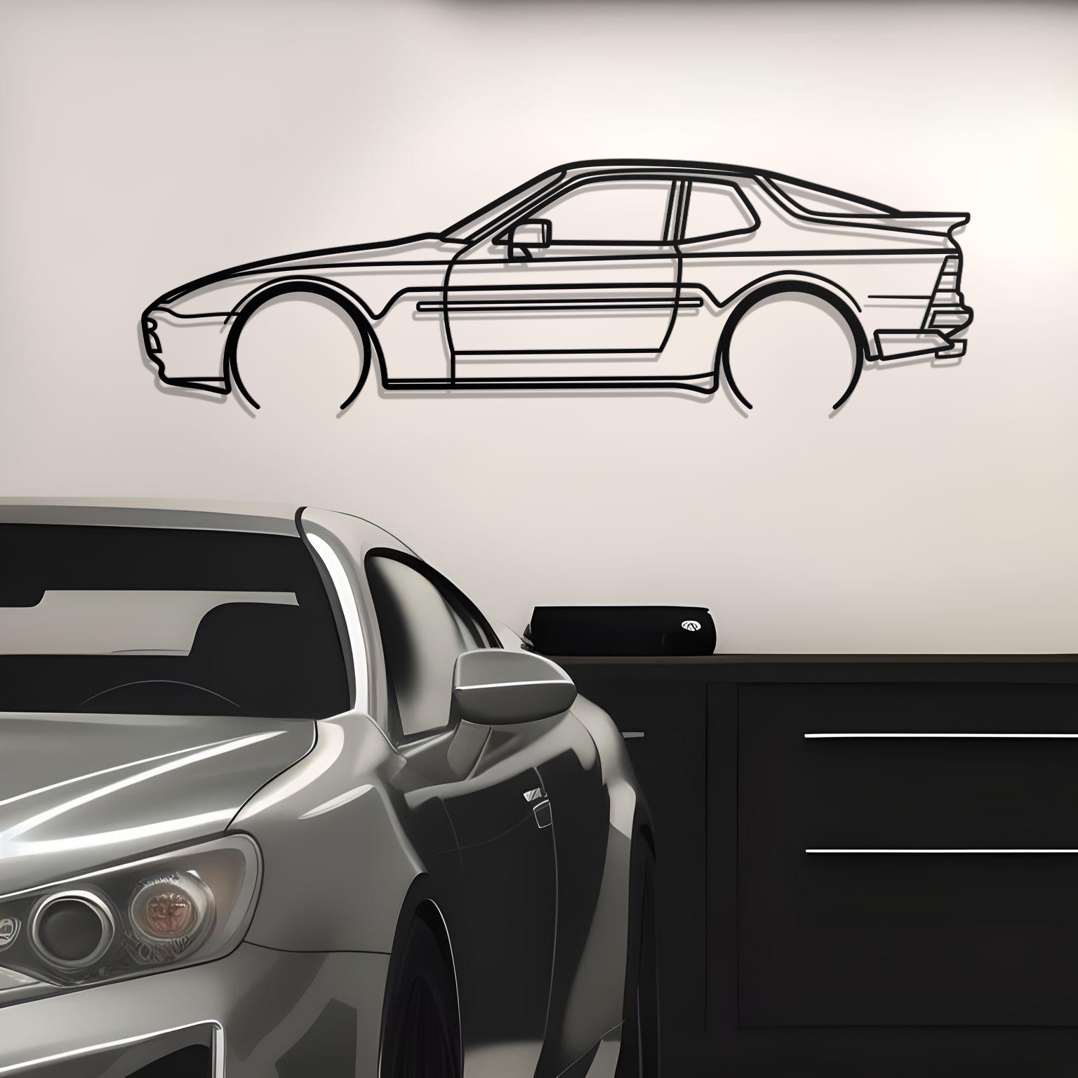 1988 Porsche 944 Turbo Detailed Metal Car Silhouette