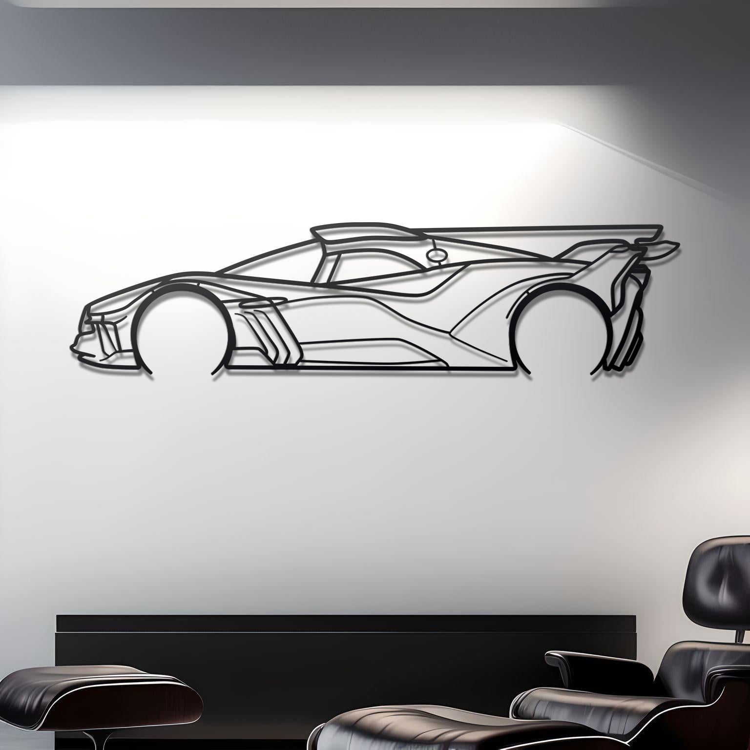 2024 Bugatti Bolide Detailed Metal Silhouette