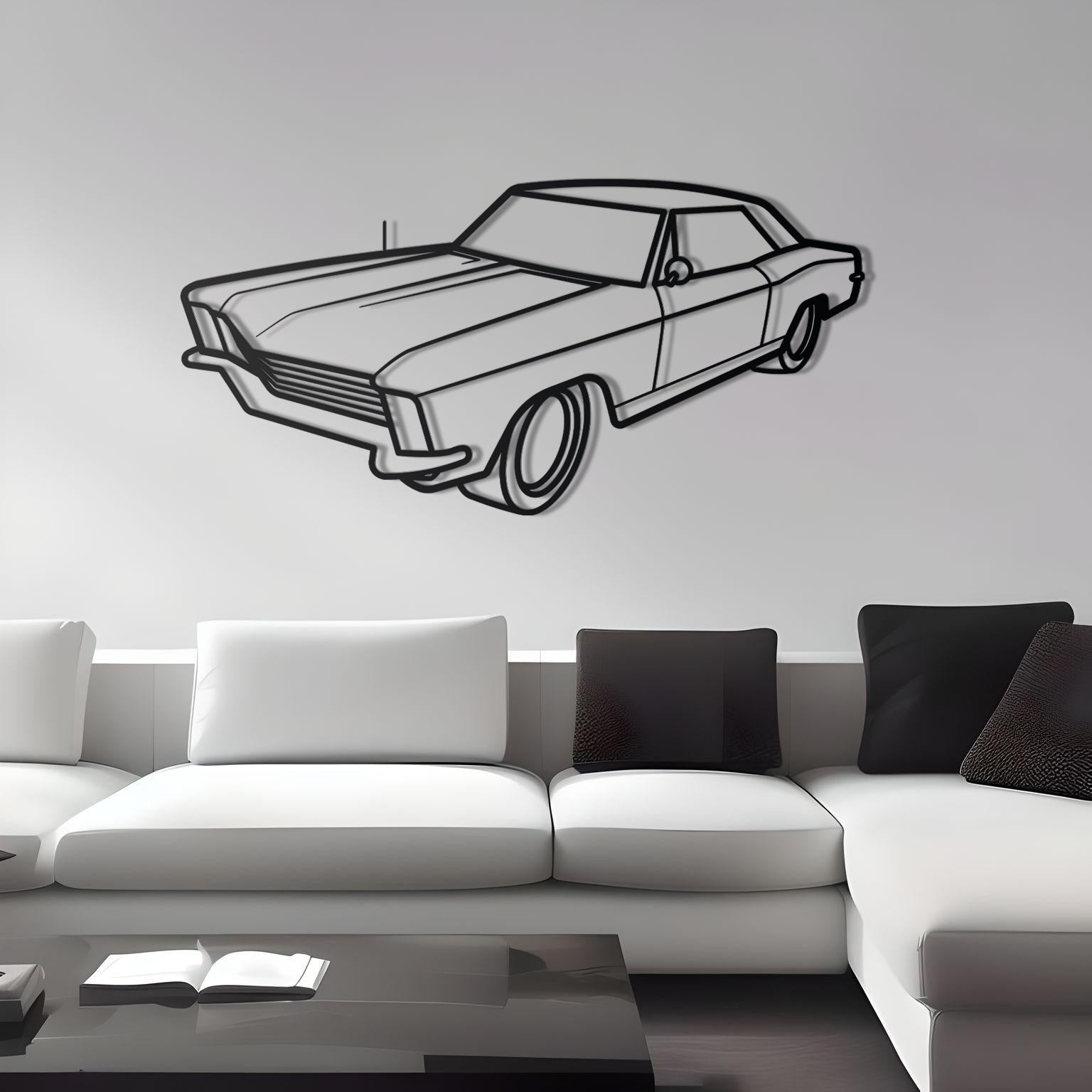 1965 Buick Riviera Diagonal Metal Silhouette