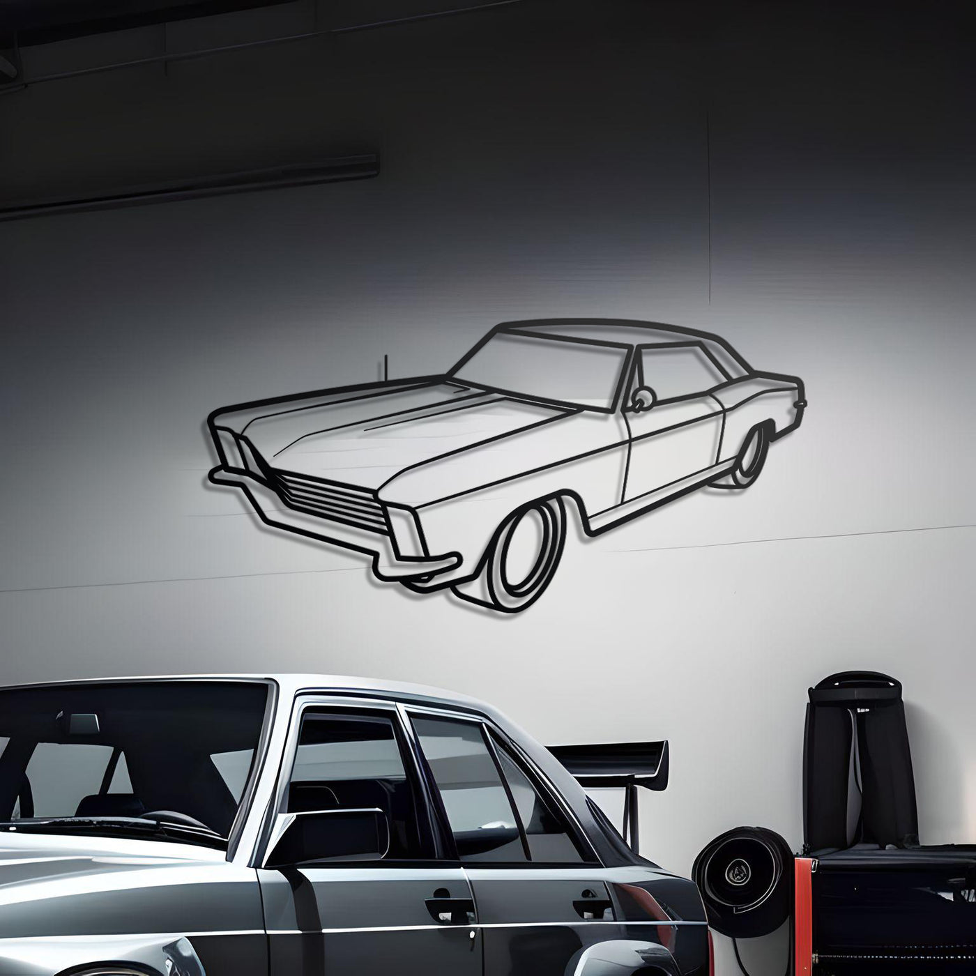 1965 Buick Riviera Diagonal Metal Silhouette