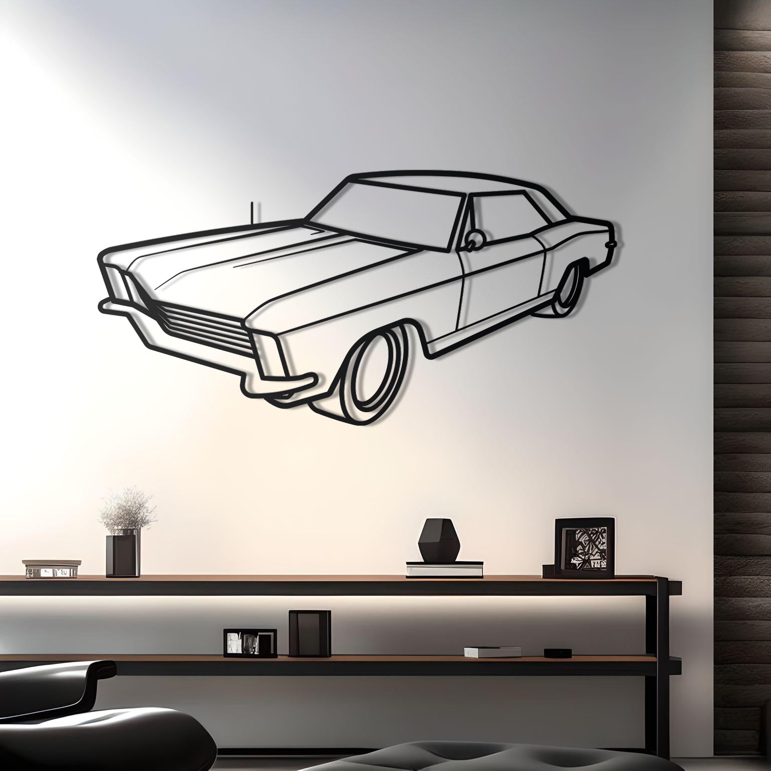 1965 Buick Riviera Diagonal Metal Silhouette