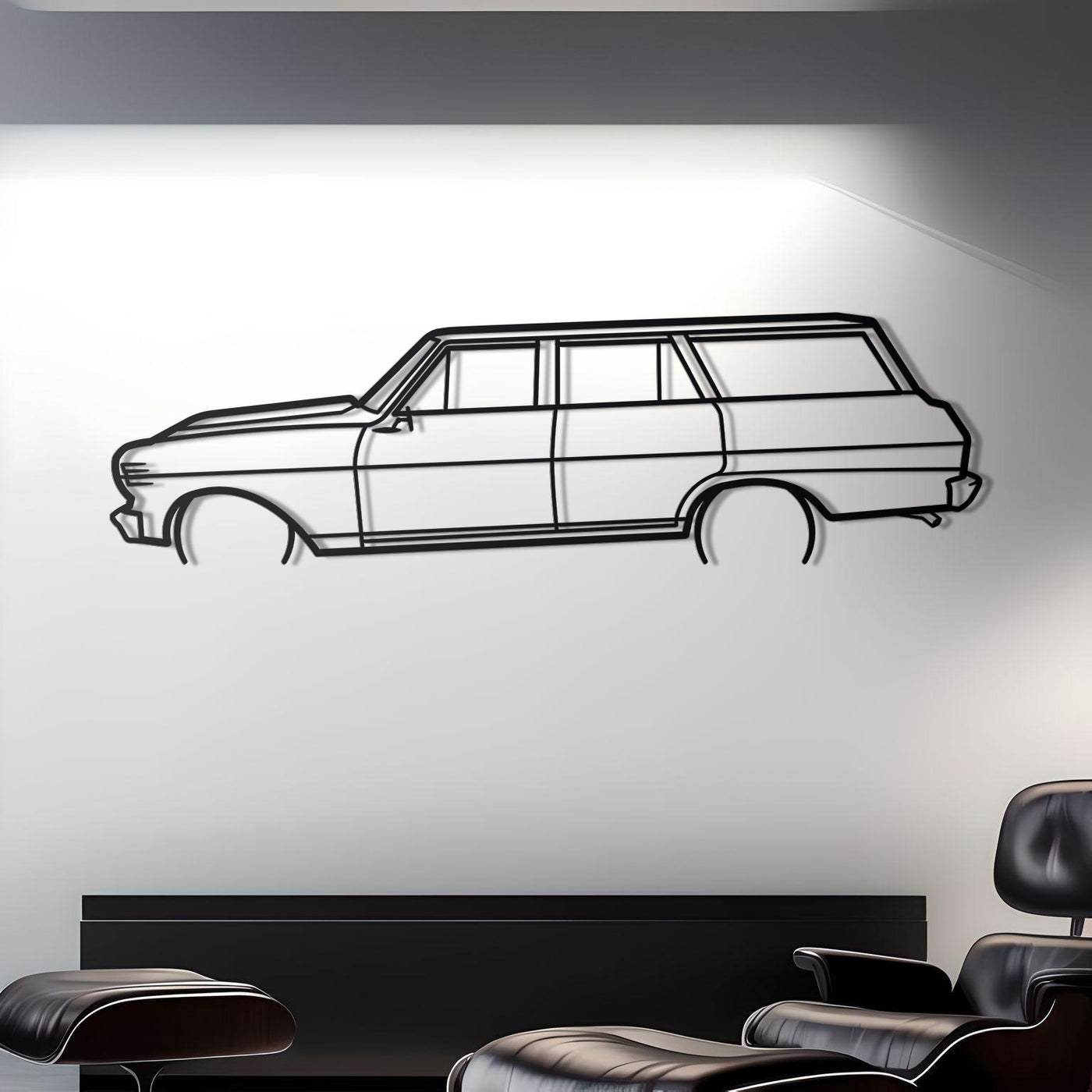 1963 Chevy ii Wagon Metal Silhouette