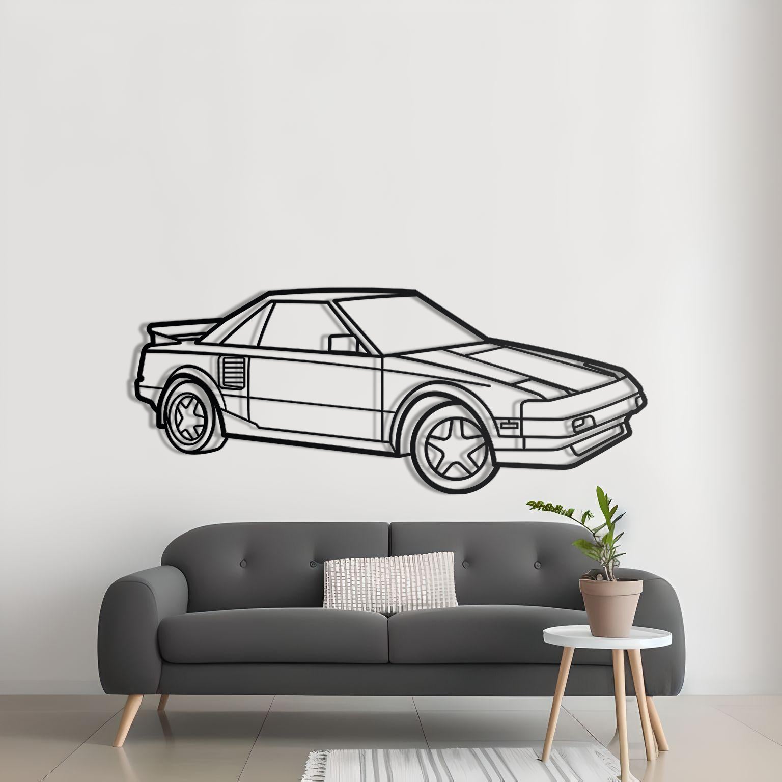 Toyota MR2 Detailed Metal Silhouette