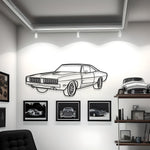 1969 Dodge Charger Diagonal Detailed Metal Silhouette