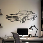 1969 Dodge Charger Diagonal Detailed Metal Silhouette