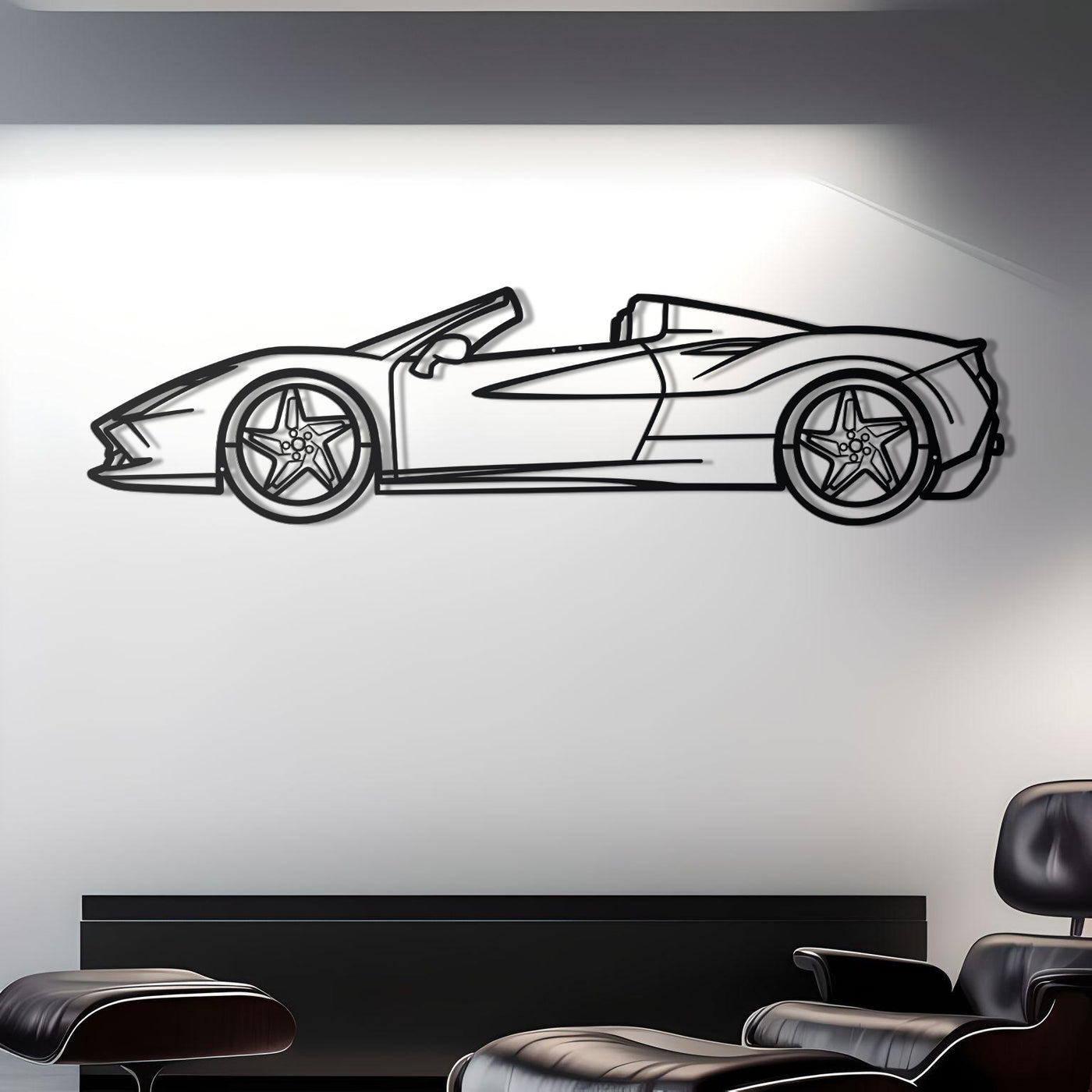 2020 Ferrari F8 Spider Detailed Silhouette Metal Wall Decor