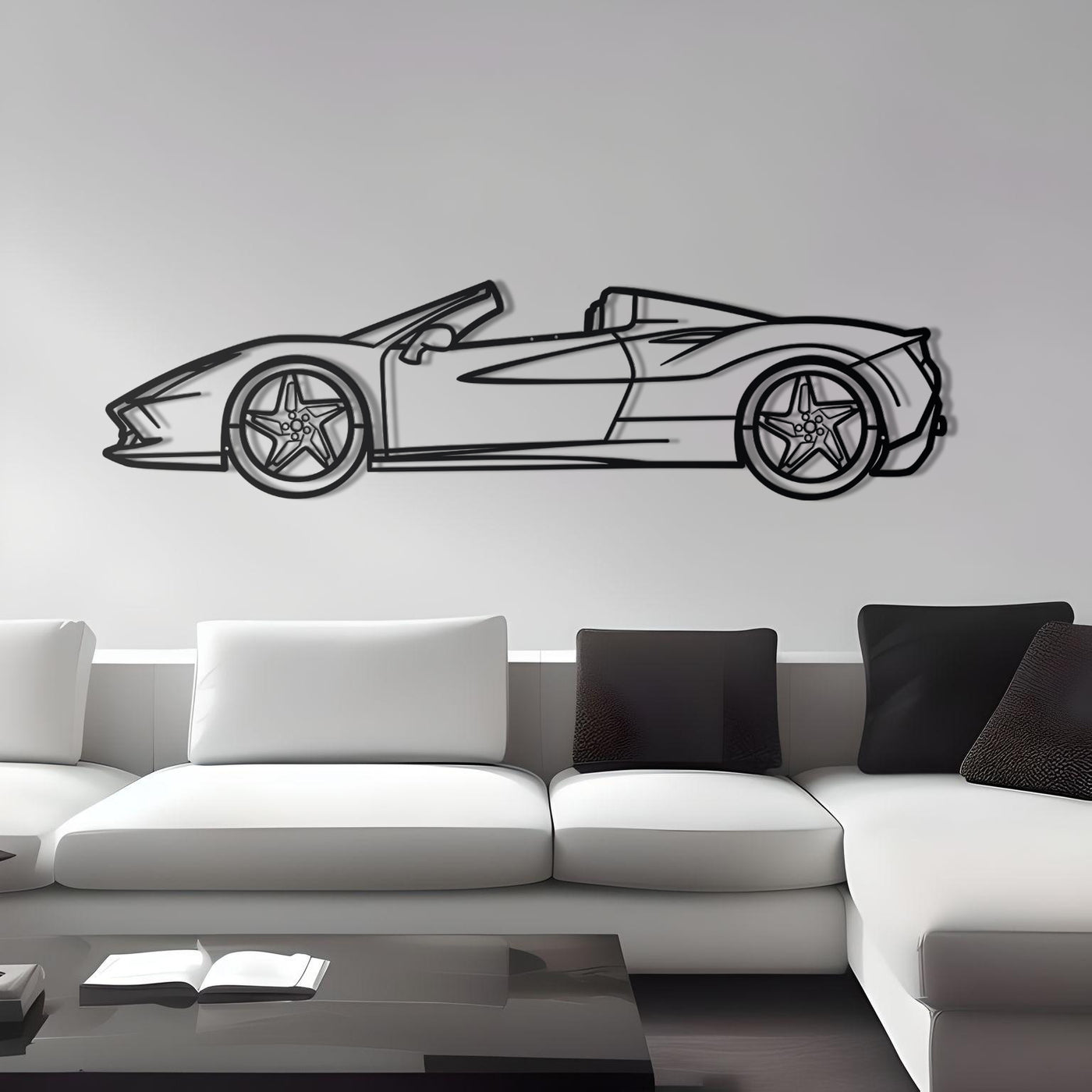 2020 Ferrari F8 Spider Detailed Silhouette Metal Wall Decor
