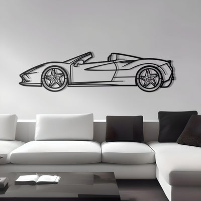 2020 Ferrari F8 Spider Detailed Silhouette Metal Wall Decor