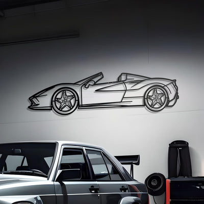 2020 Ferrari F8 Spider Detailed Silhouette Metal Wall Decor