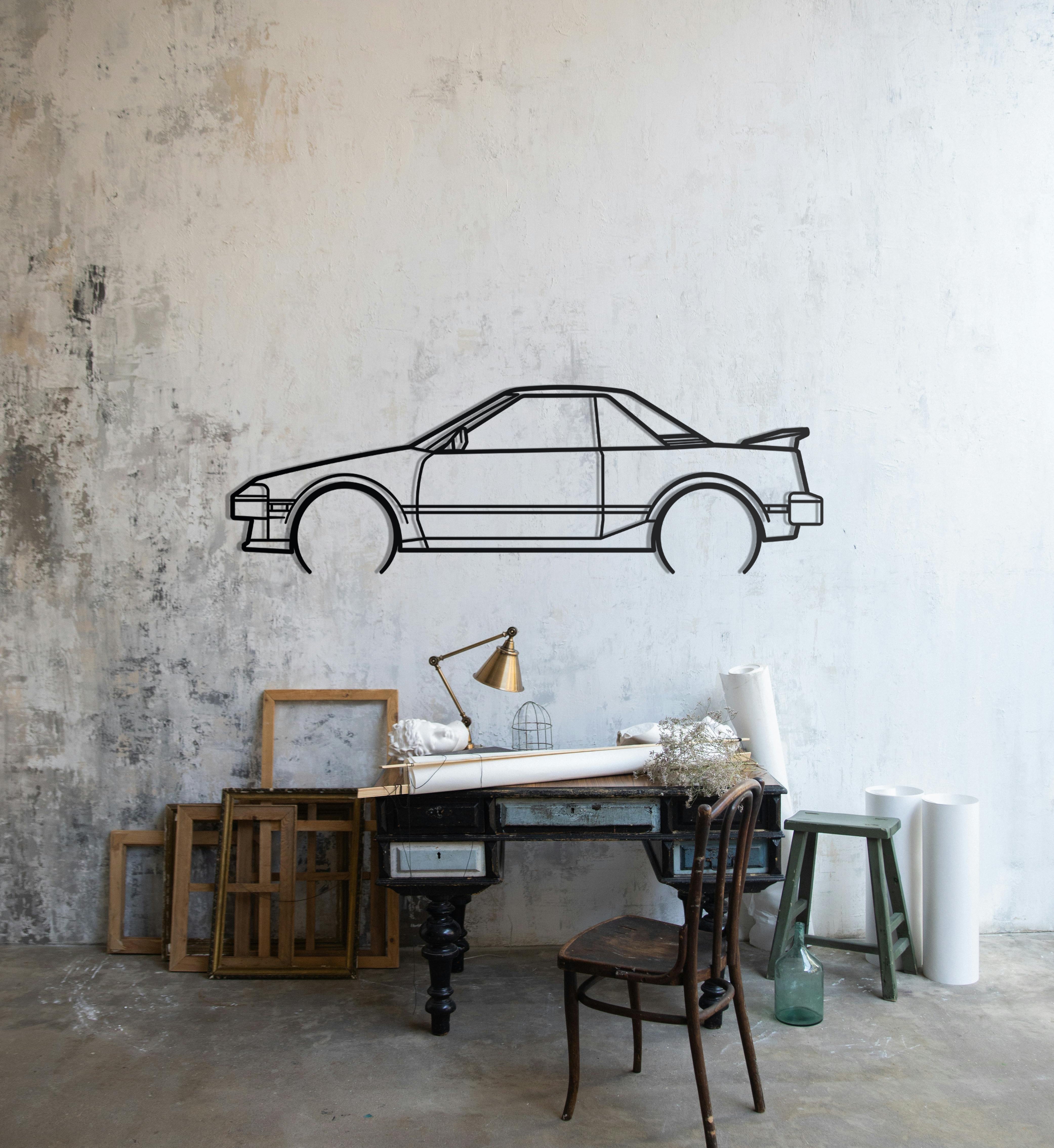 1984 Toyota MR2 Detailed Metal Silhouette