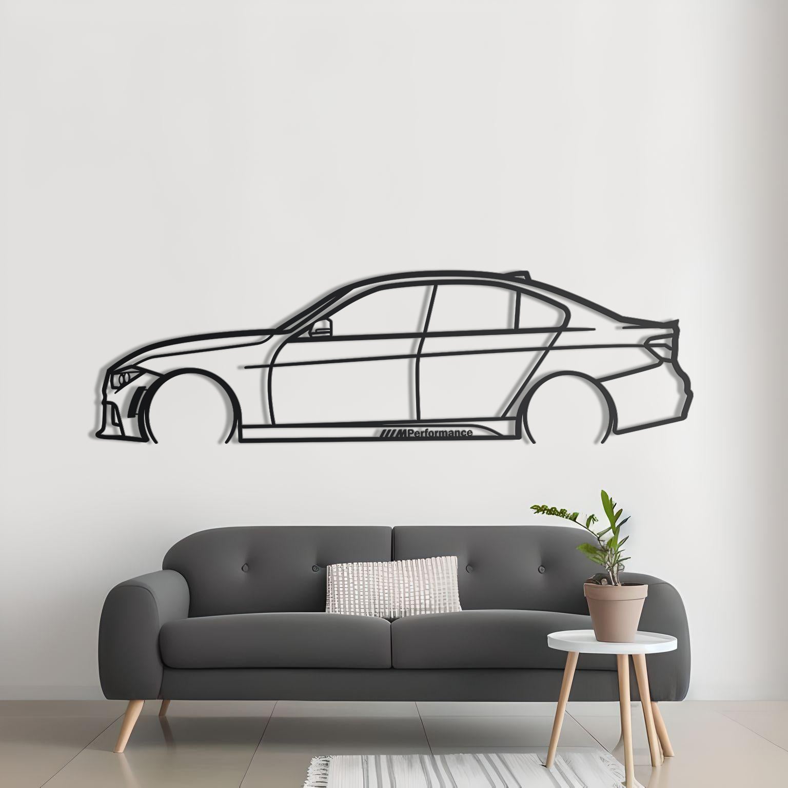 2017 BMW 340i M Detailed Metal Car Silhouette