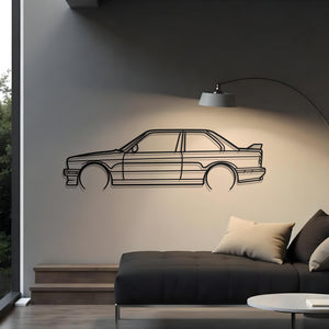 1991 BMW E30 M3 Detailed Metal Car Silhouette