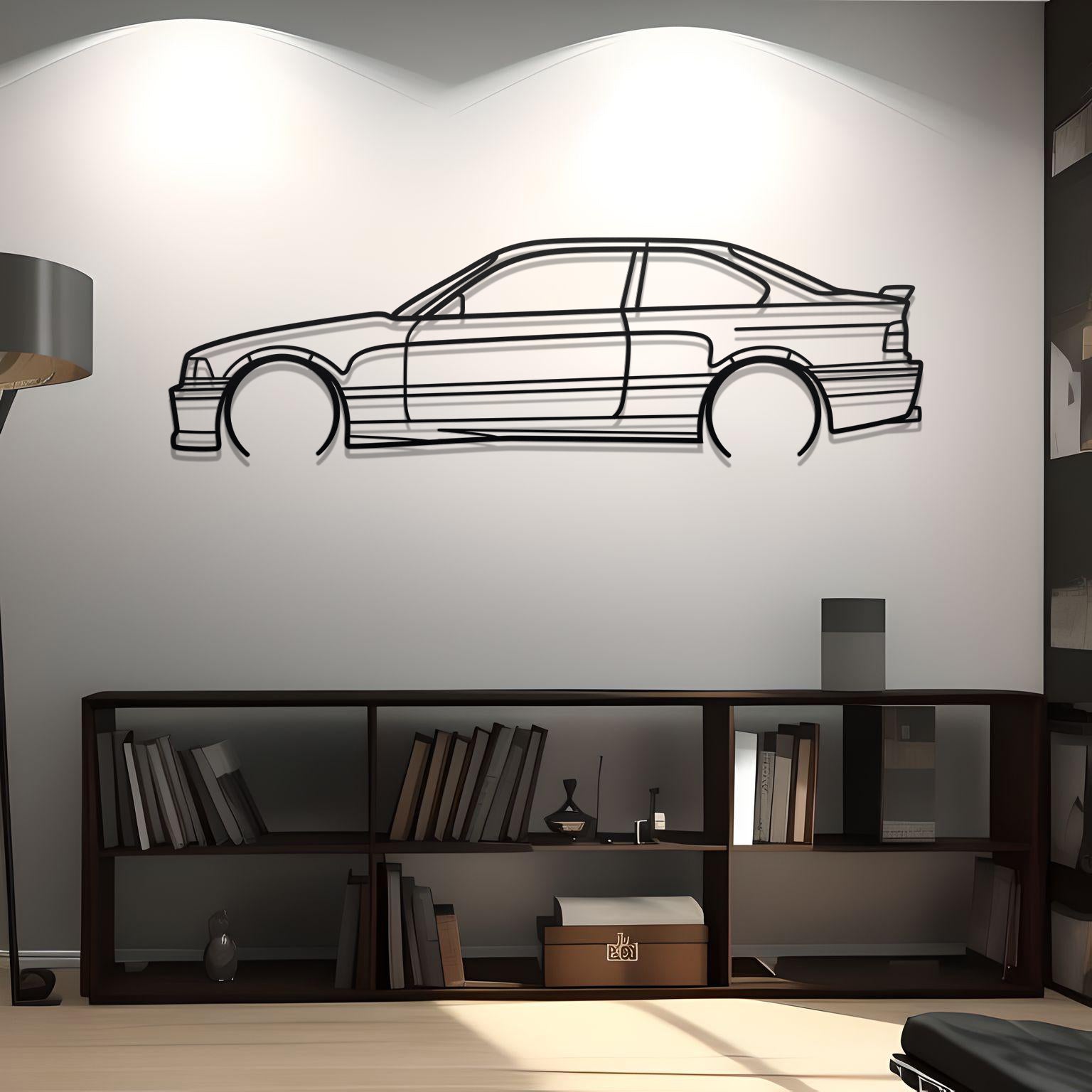 1990 BMW E36 M3 Detailed Metal Car Silhouette