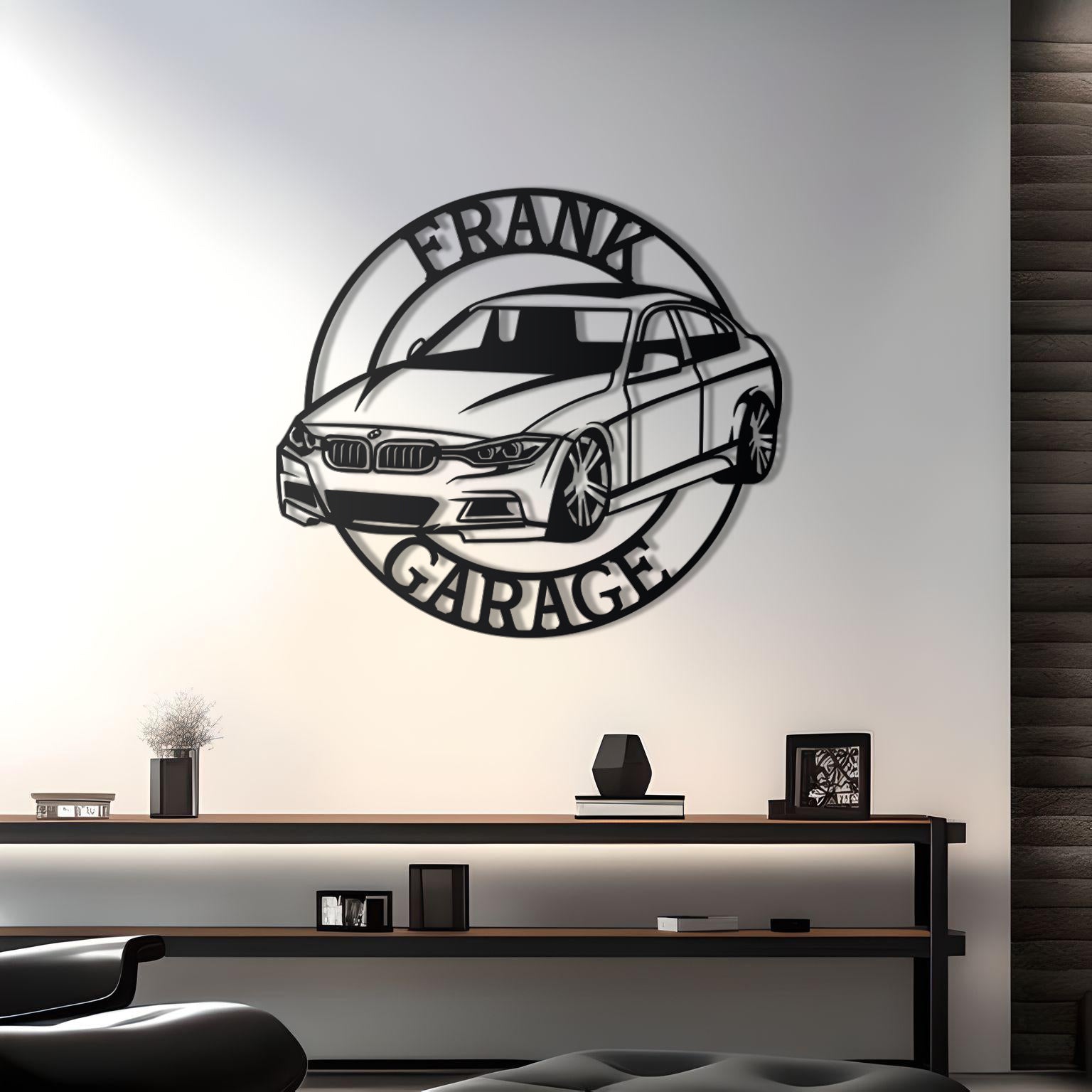 BMW F-30 Custom Name Personalizable Metal Car Silhouette