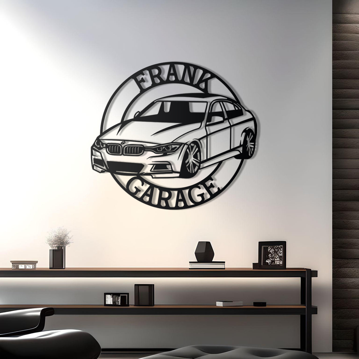 BMW F-30 Custom Name Personalizable Metal Car Silhouette