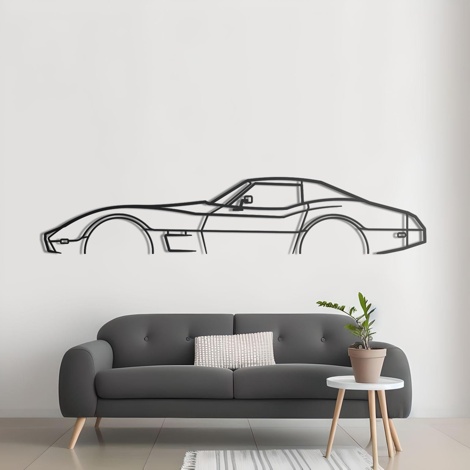 1975 C3 Chevrolet Corvette Detailed Metal Silhouette