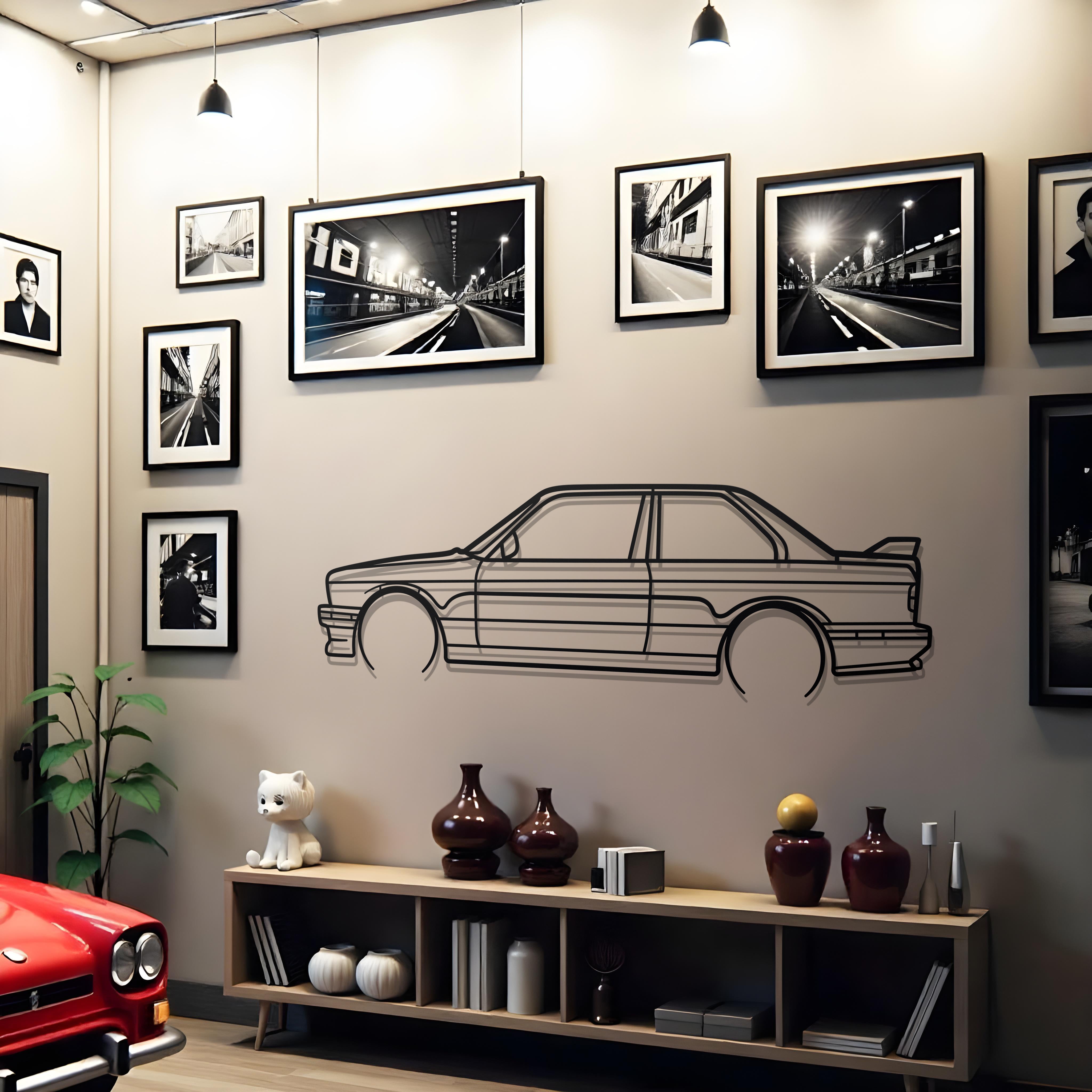 1991 BMW E30 M3 Detailed Metal Car Silhouette