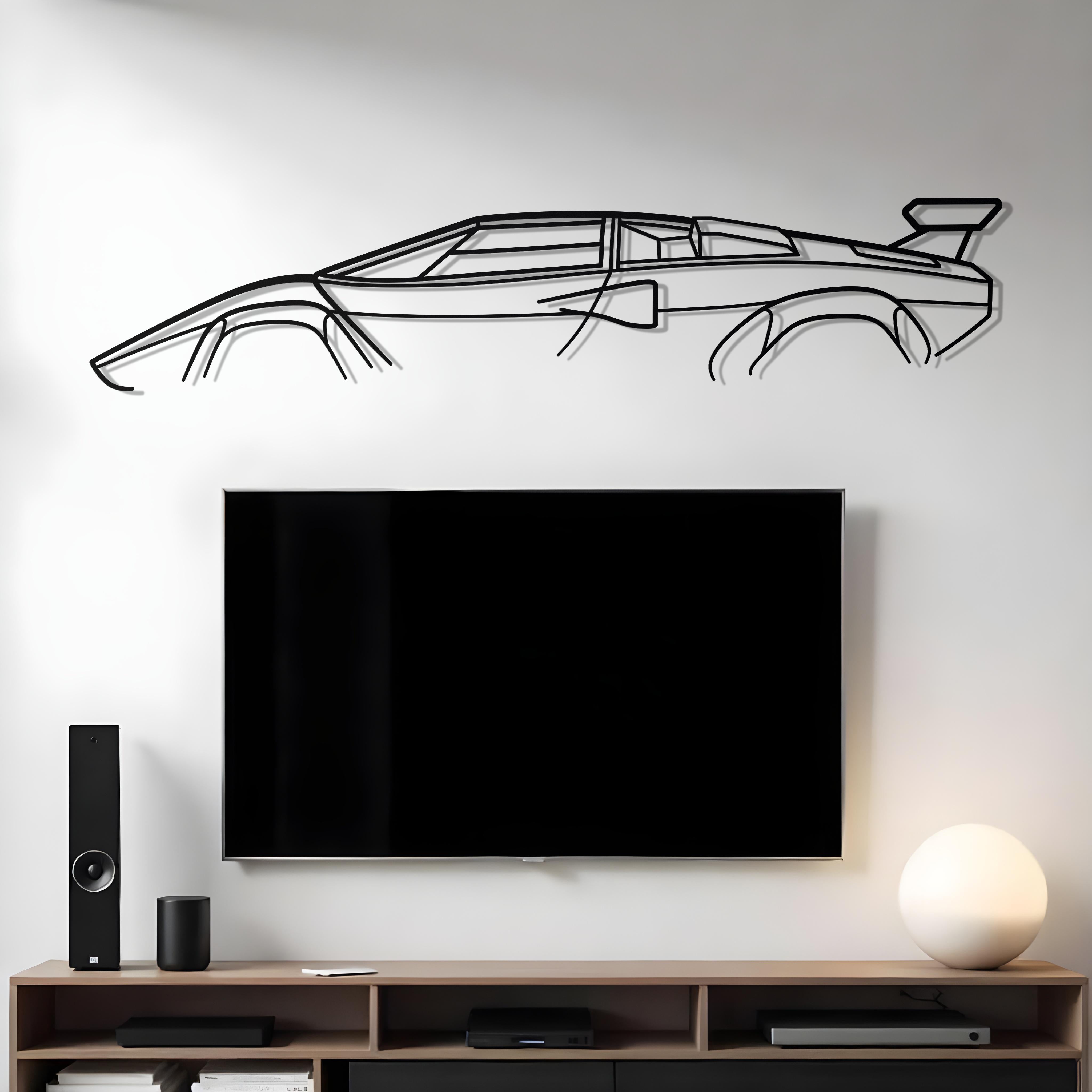 Lamborghini Countach Classic Metal Silhouette