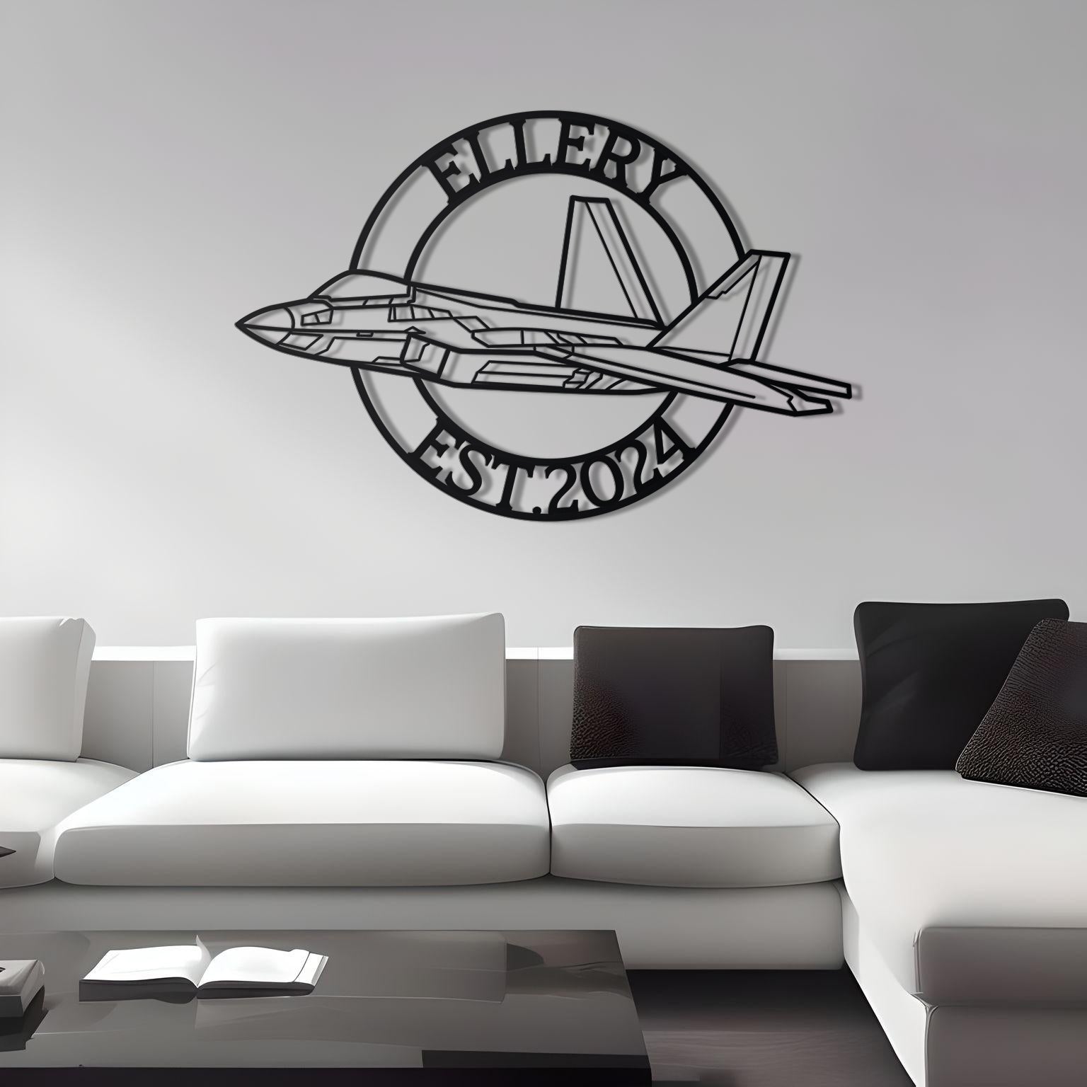 F-22 Raptor Custom Name Metal Silhouette