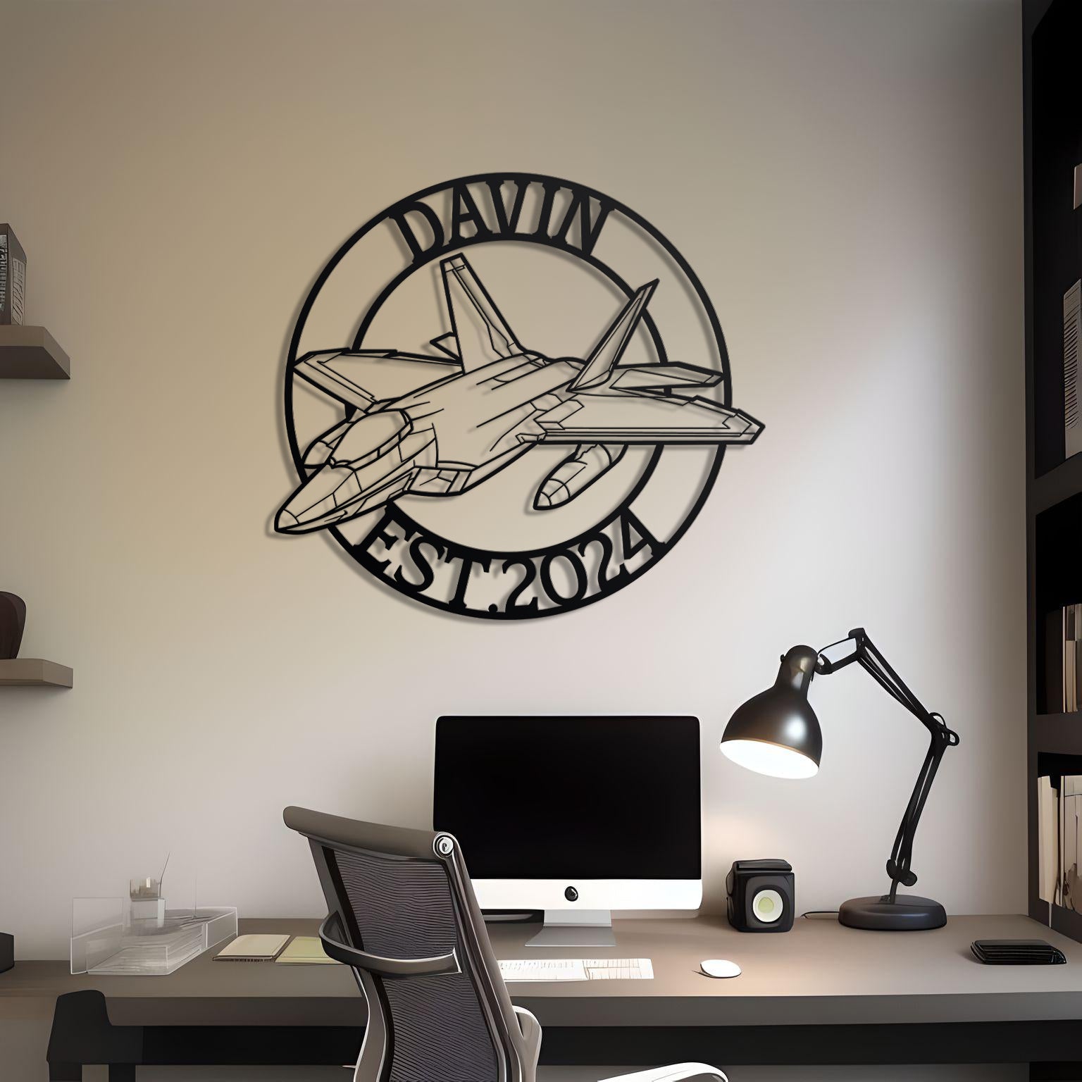 F-22 Custom Name Metal Silhouette