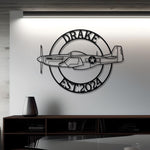 P-51 Custom Name Detailed Metal Silhouette