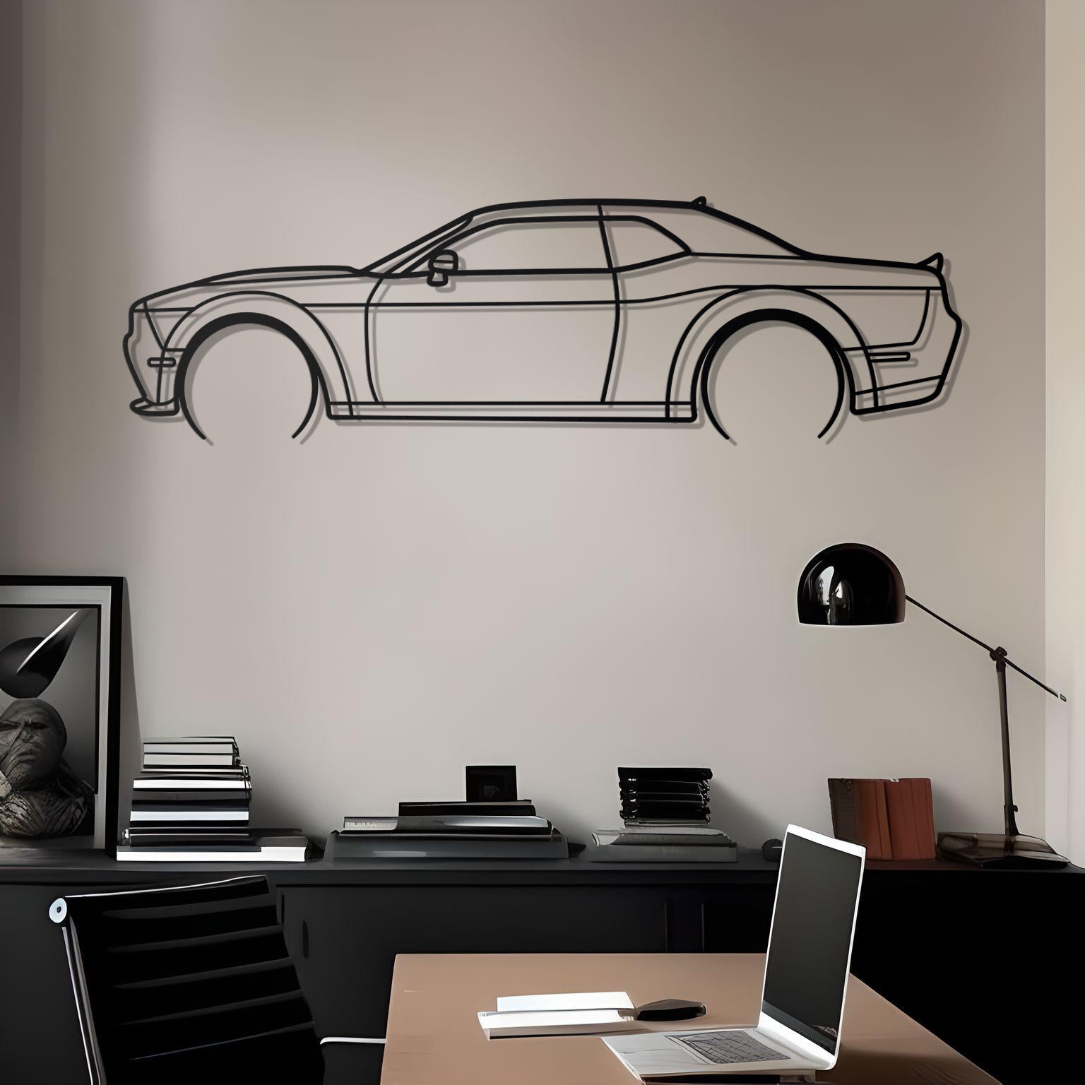 2021 Dodge Challenger Scat Pack Detailed Metal Car Silhouette