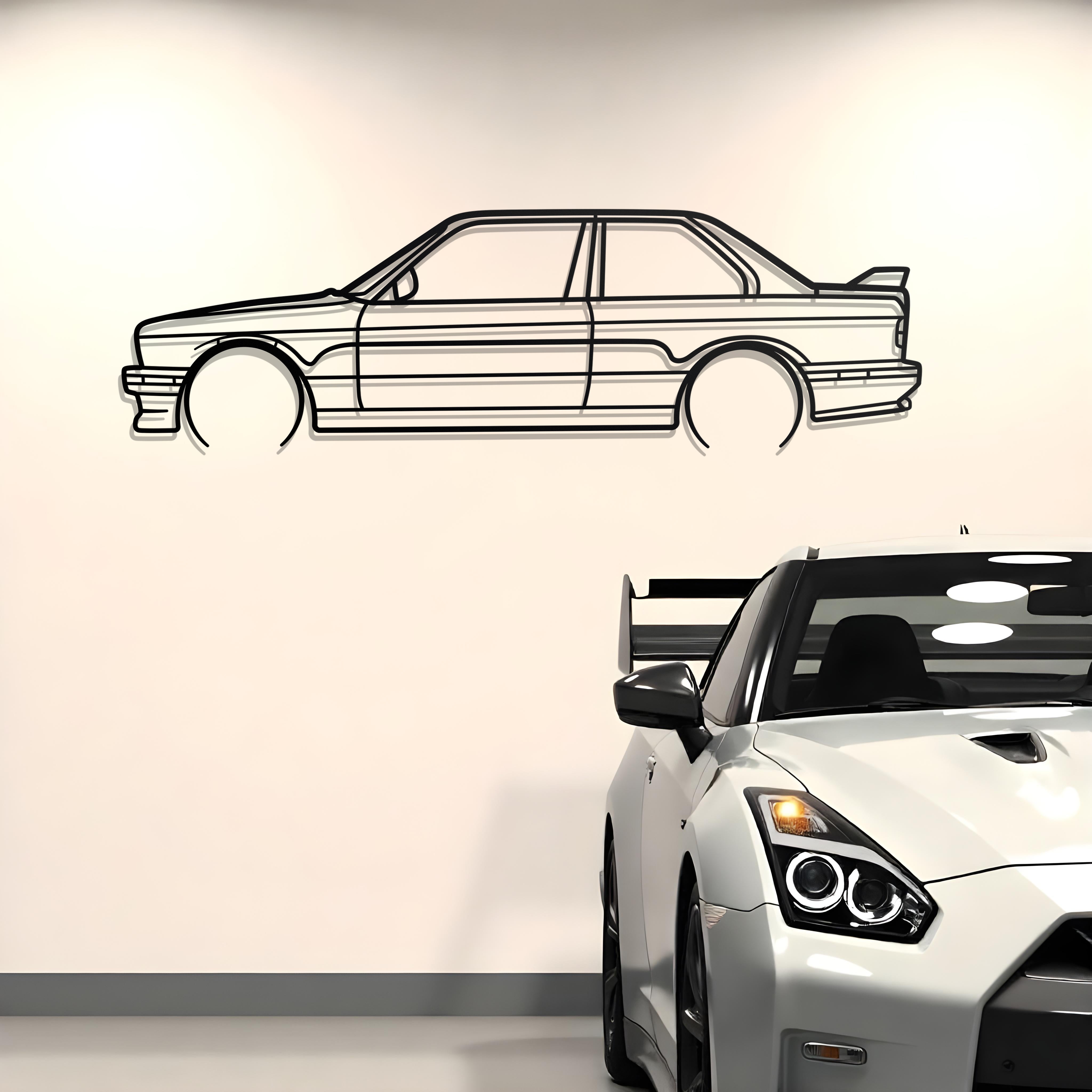1991 BMW E30 M3 Detailed Metal Car Silhouette