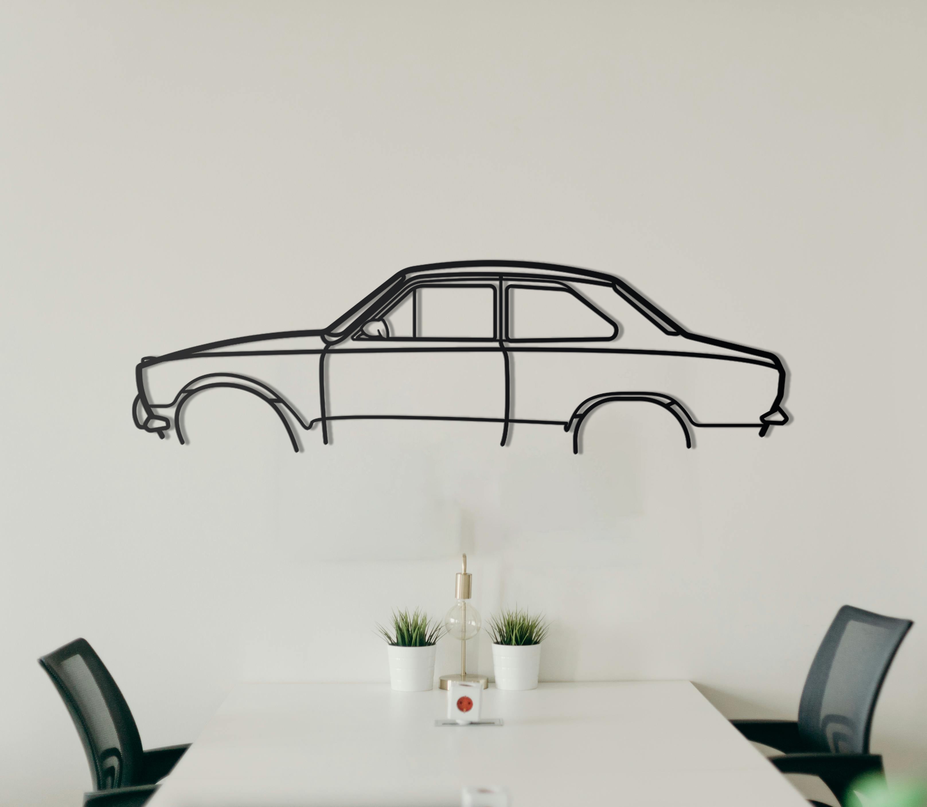 1969 Ford Escort MK1 Detailed Metal Silhouette