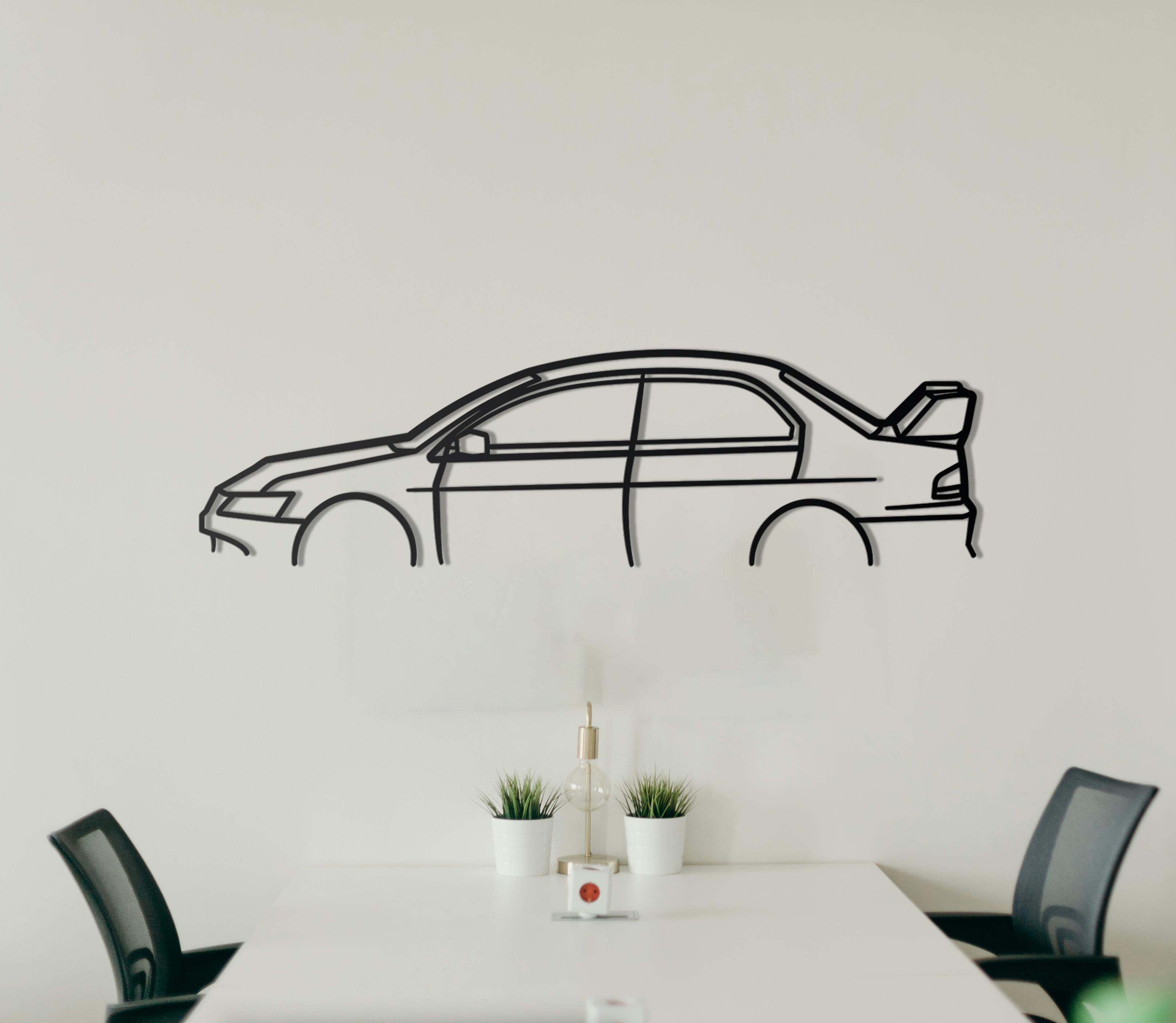 2004 Mitsubishi Lancer Evolution Detailed Metal Car Silhouette