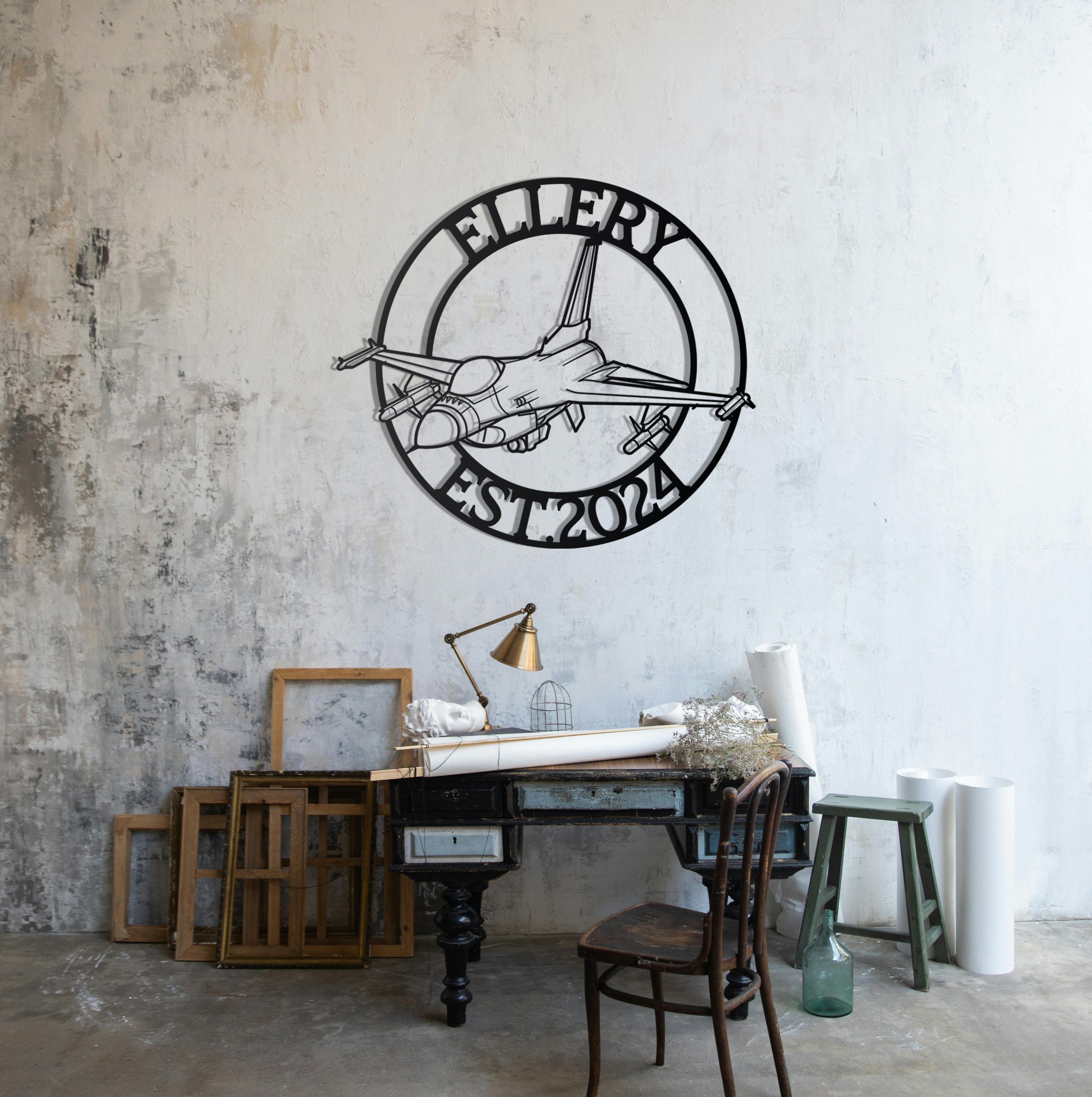 F-16 Custom Name Metal Plane Wall Decor