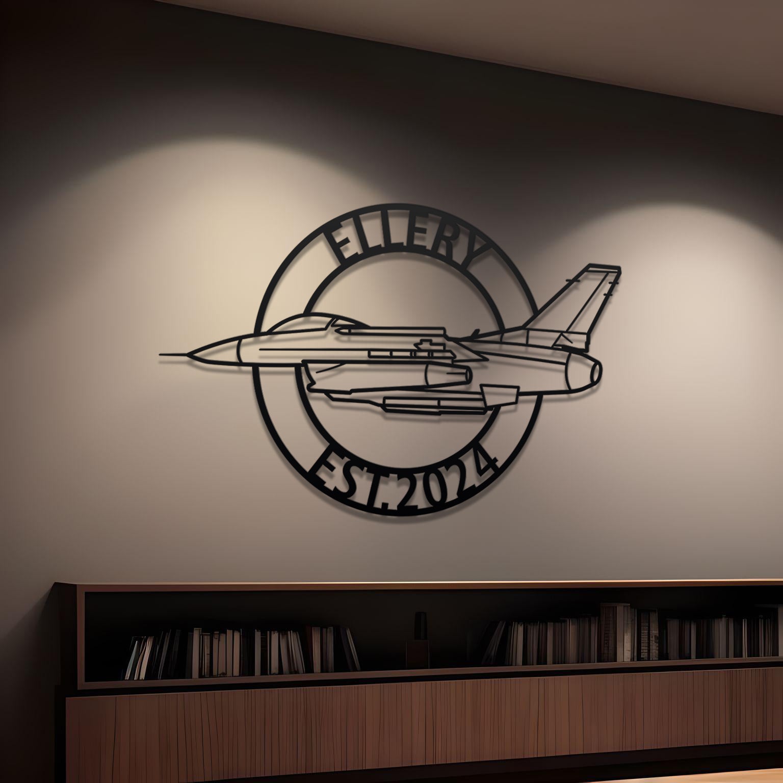 F-16 Custom Name Metal Silhouette