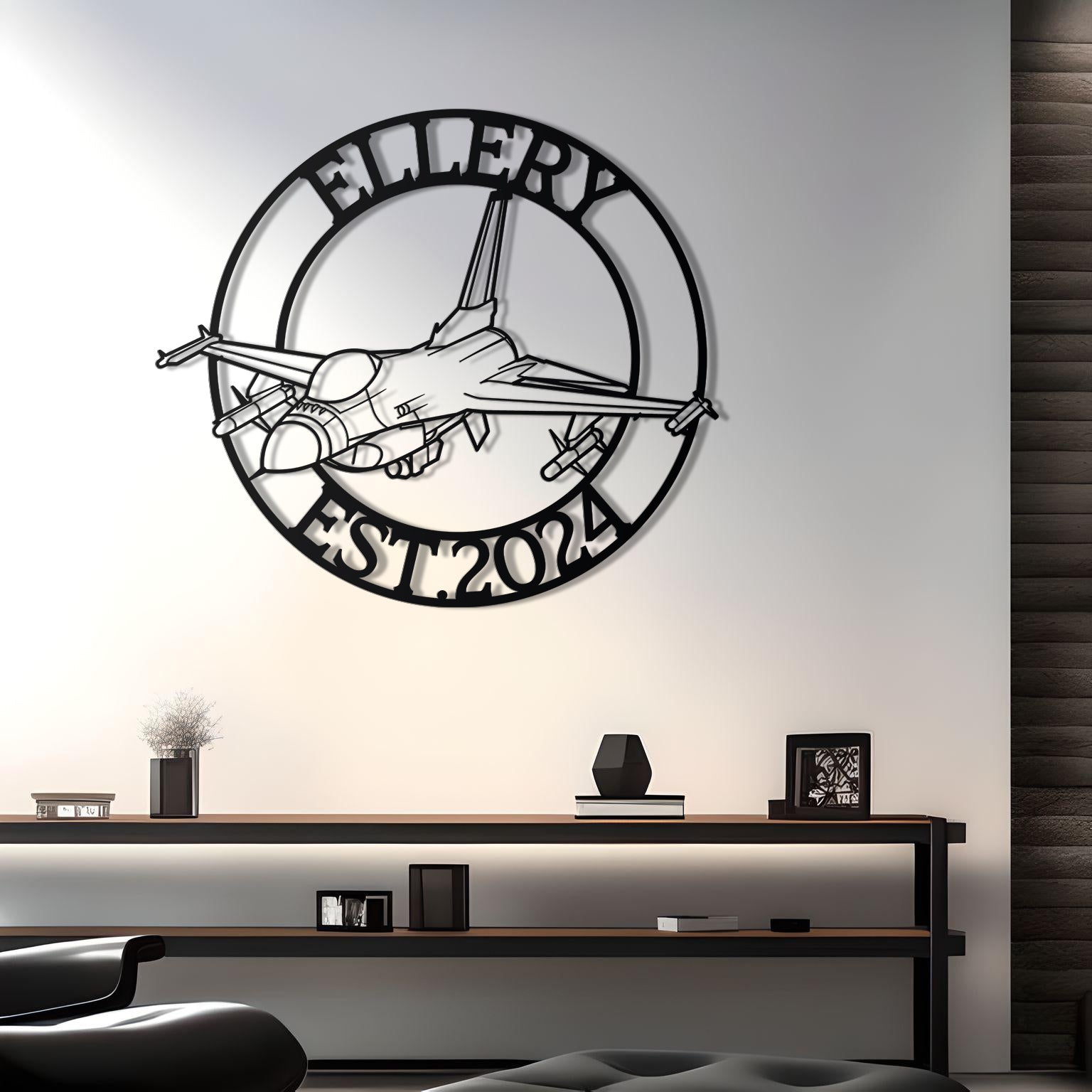 F-16 Custom Name Metal Plane Wall Decor