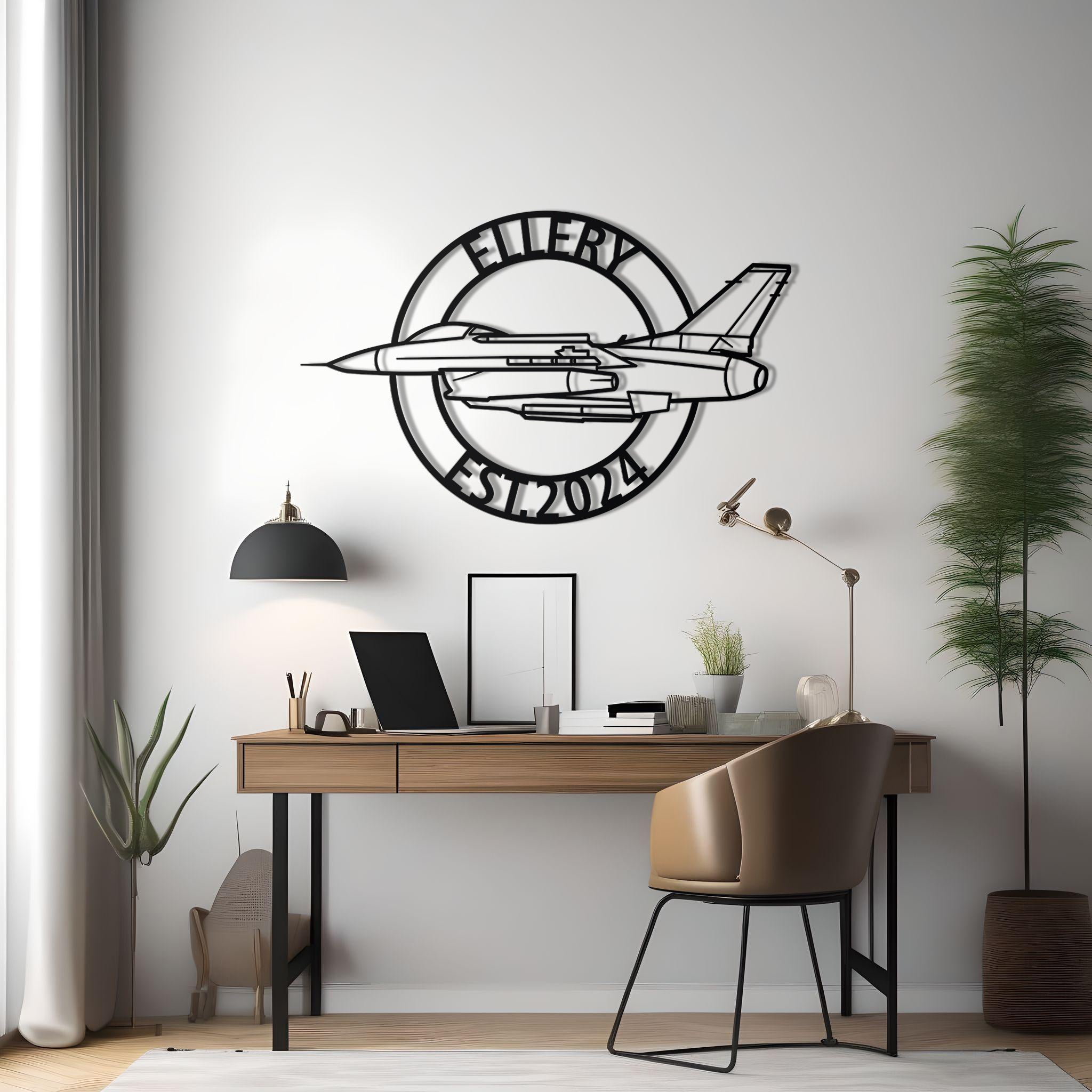 F-16 Custom Name Metal Silhouette