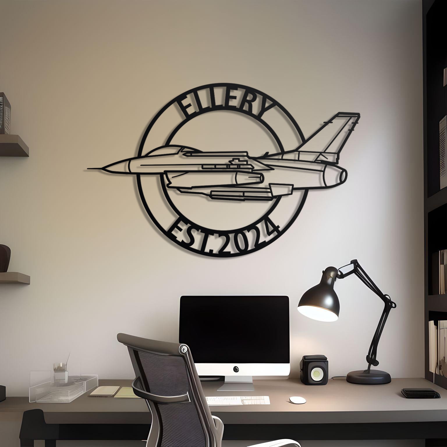 F-16 Custom Name Metal Silhouette