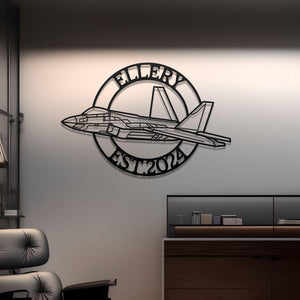 F-22 Raptor Custom Name Metal Silhouette