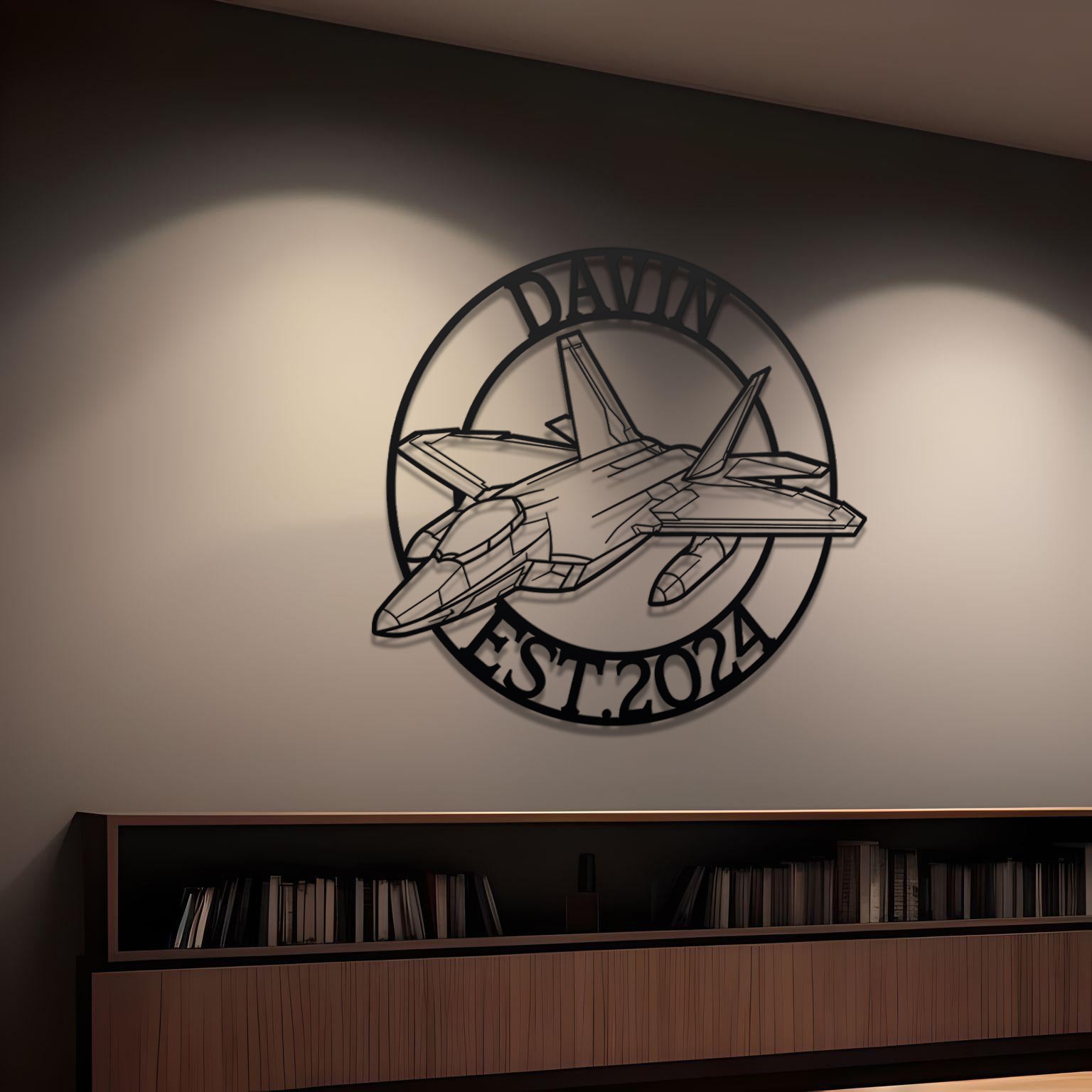 F-22 Custom Name Metal Silhouette