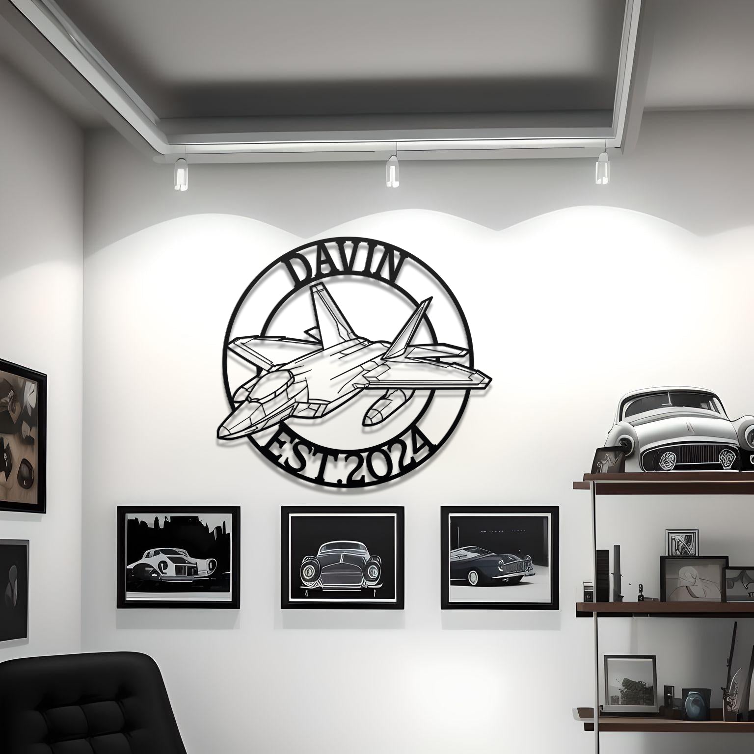 F-22 Custom Name Metal Silhouette