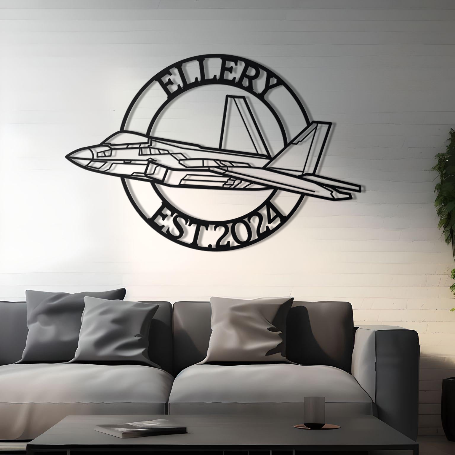 F-22 Raptor Custom Name Metal Silhouette
