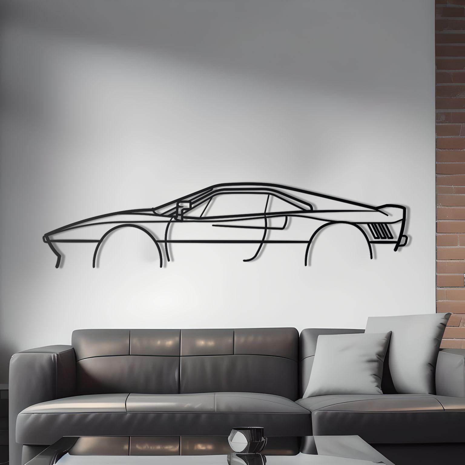 Ferrari 288 GTO Detailed Metal Car Silhouette